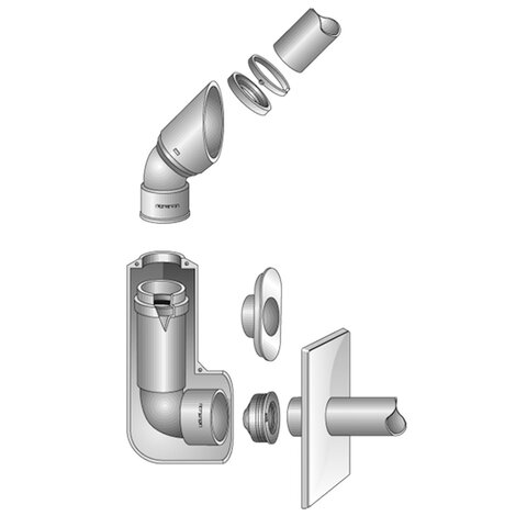 Adjustable flushing kit for high WC cisterns