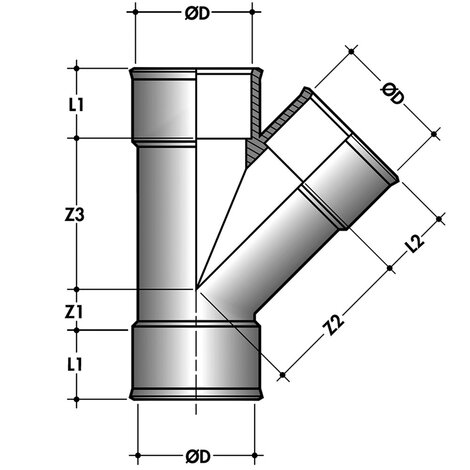 Derivazione 45° F/F