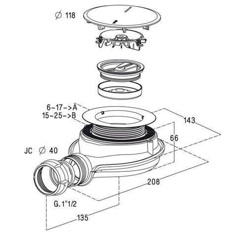 MAGNETECH - Piletta per piatti doccia con sifonatura magnetica