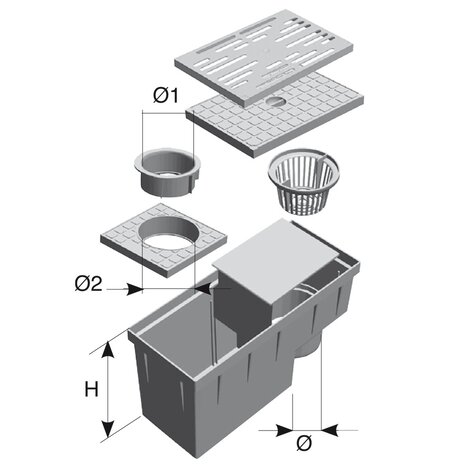 PP Trapped rainwater gully round inlet vertical outlet