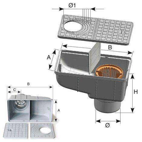 PP Untrapped rainwater gully with vertical outlet