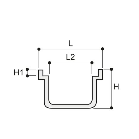 100 modular channel LOW (rails made of stainless steel AISI 304)