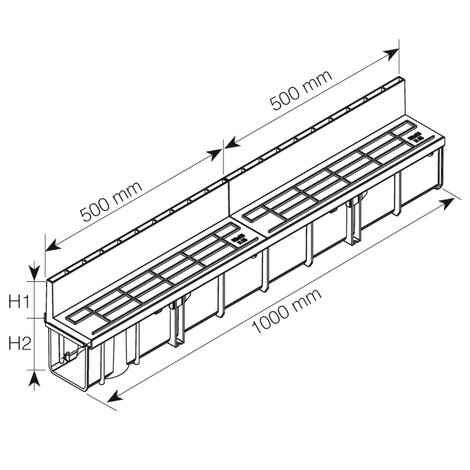 KIT: 2 Griglie a fessura ALTA su canale PP 130x1000