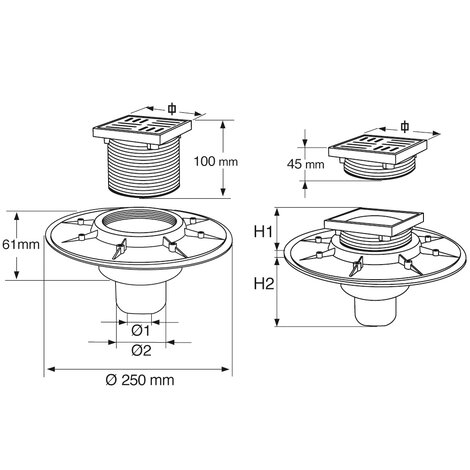 Dry floor trap with vertical outlet (Body PVC)