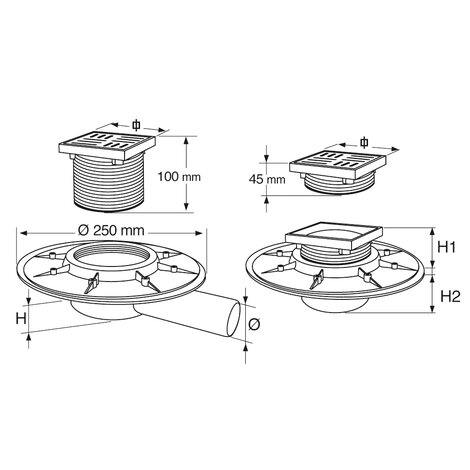 Dry floor trap with horizontal outlet (Body PVC)