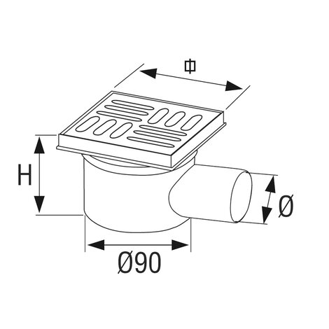 PP Trapped balcony floor drain with adjustable horizontal outlet