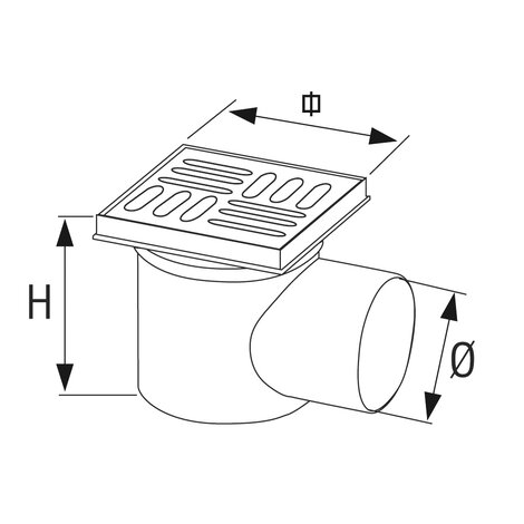 PP High capacity floor drain 1 outlet, low version