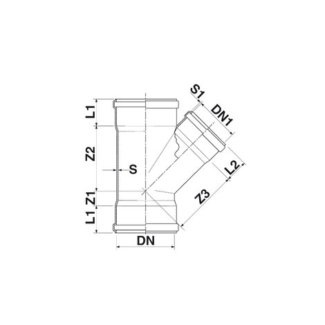 Derivazione ridotta 45° F/F