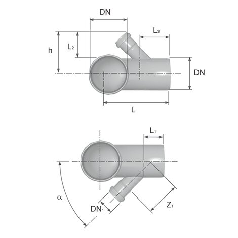 Curva 87°30' PP con 2 attacchi laterali DX-SX a 45°