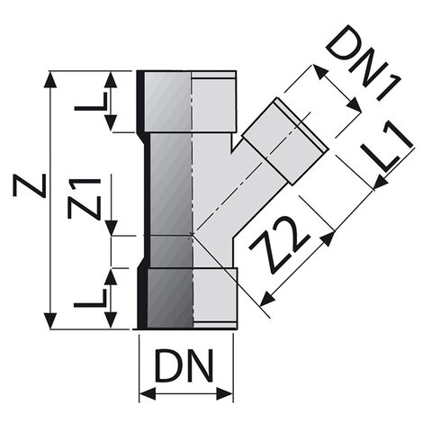 Unequal branch triple socket 45° F/F