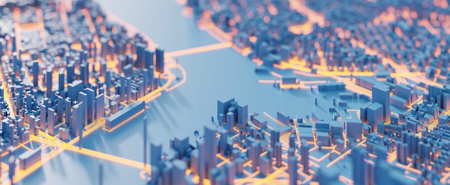 Aliaxis-Italia-energia-elettrica modellino di città con simulazione luminosa di reti di cablaggio