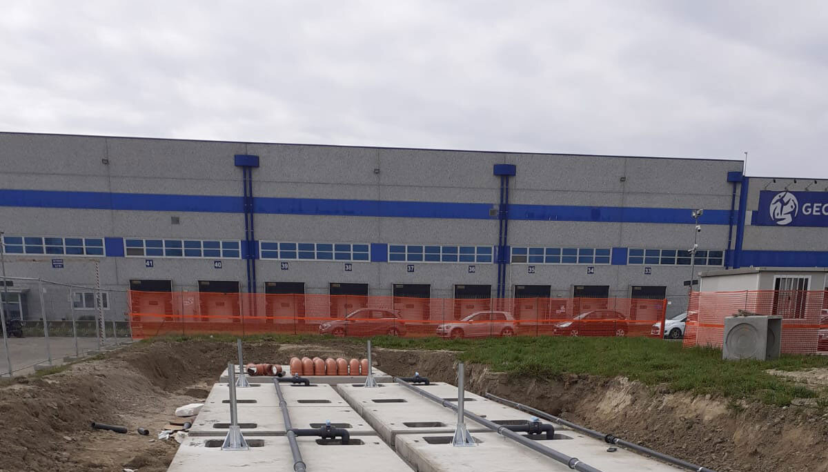 Impianto per il trattamento delle acque per ampliamento polo logistico nel centro pavese