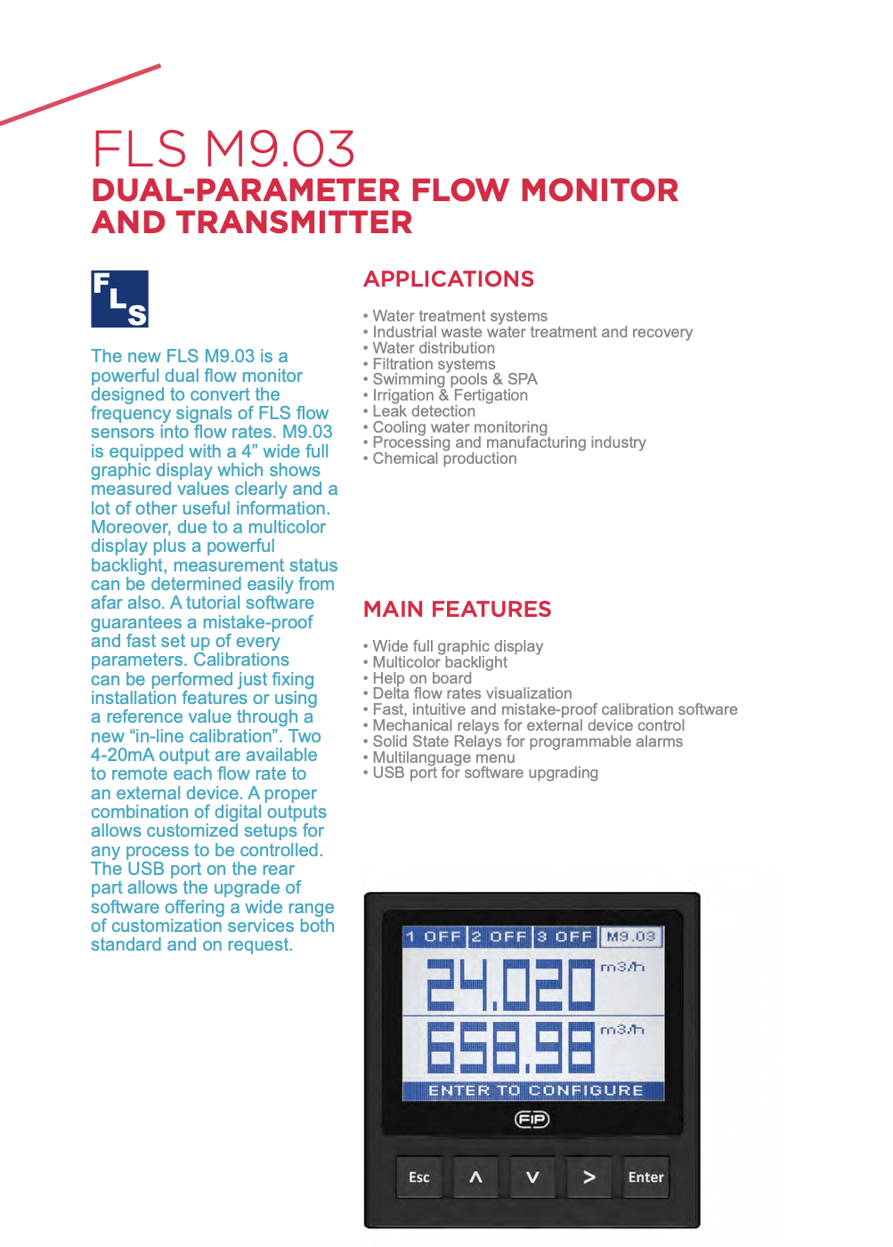 M9.03 Dual-Parameter Flow Monitor and Transmitter