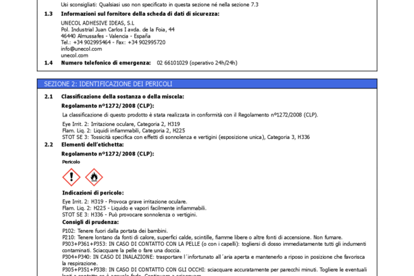 Scheda sicurezza : PVC 7000 - Colla per PVC