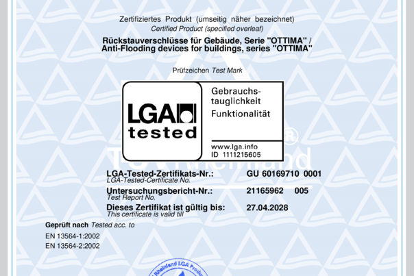 Valvole antiriflusso - OTTIMA - LGA - conformità