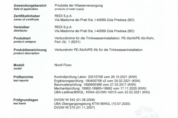 FLUXO - DVGW - Tubo DW-8231CS0116