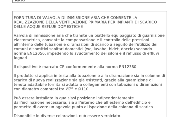 ARIO valvola immissione aria