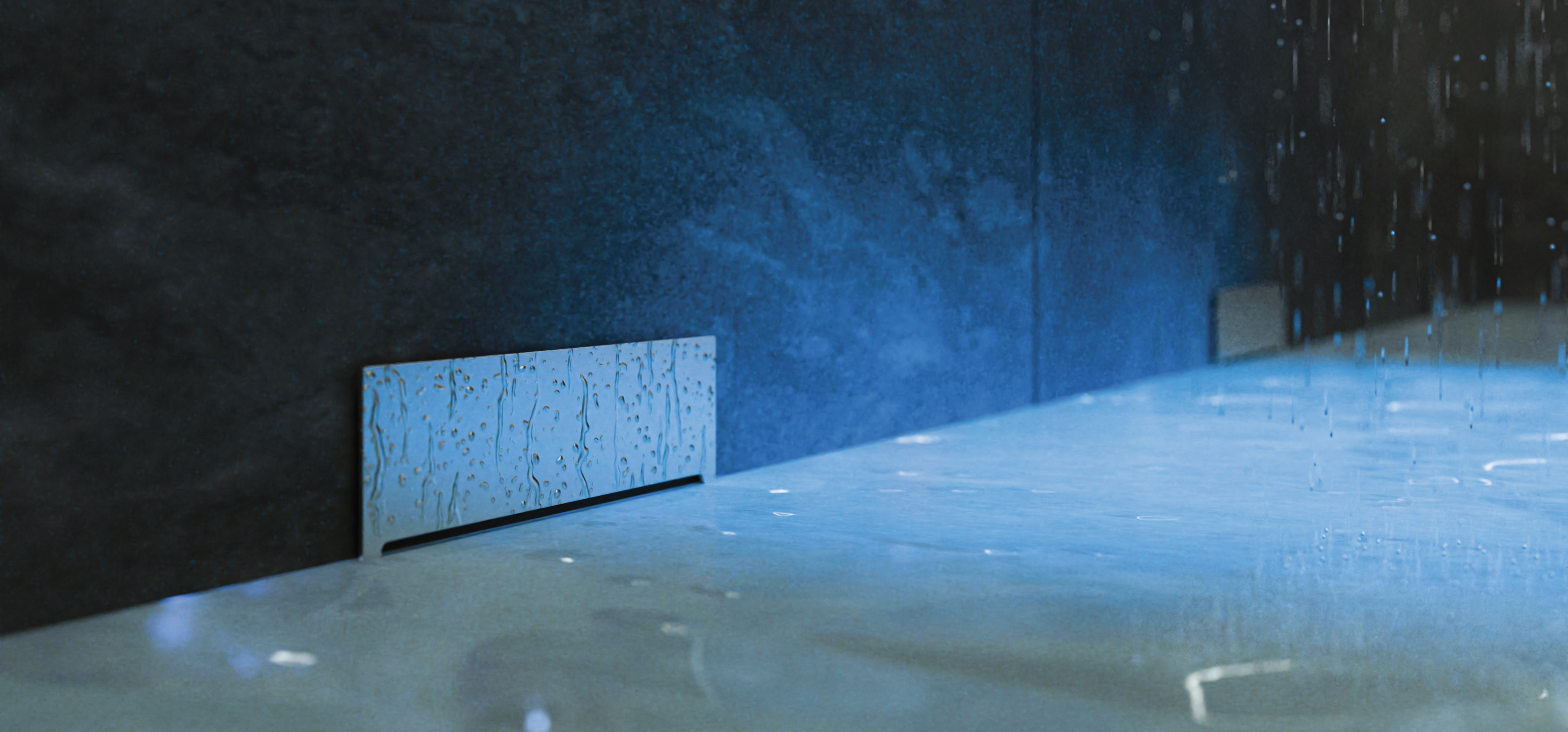 doccia design con scarico doccia a parete Linnum Wall