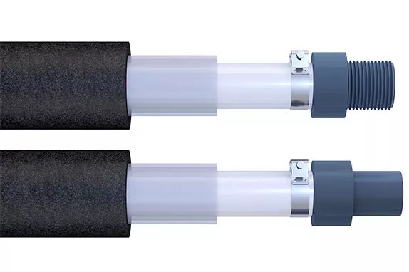 render delle due opzioni di connessione in pvc-u del sistema ProtectaFlex Detect