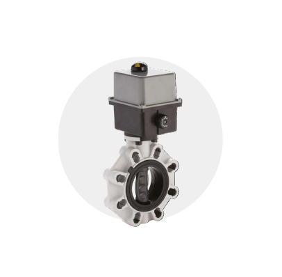 Valvola FK/CE DN 40:400 in PVC-U Immagine della valvola a farfalla FK/CE DN 40:400 in PVC-U