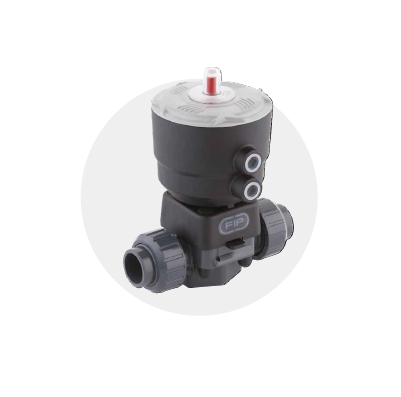Valvola DK/CP DN 15:65 in PVC-U Immagine della valvola attuata pneumaticamente DK DIALOCK in PVC-U