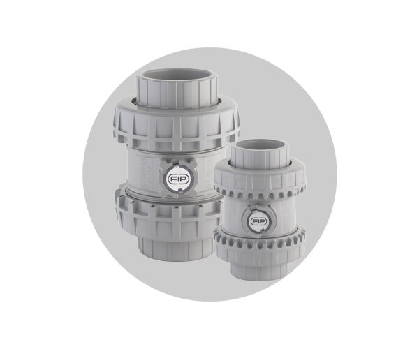 Valvole SSE DN 10:50 e DN 65:100 in PVC-C Immagine delle valvole di ritegno SSE DN 10:50 e DN 65:100 in PVC-C