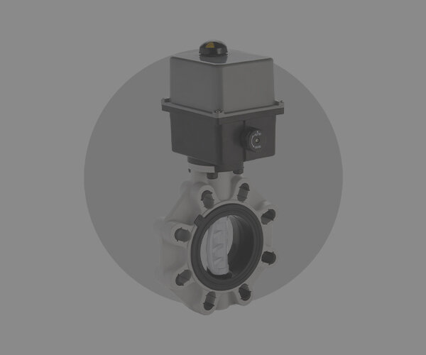 Valvola FK/CE DN 40:400 in PVDF Immagine della valvola a farfalla FK/CE DN 40:400 in PVDF