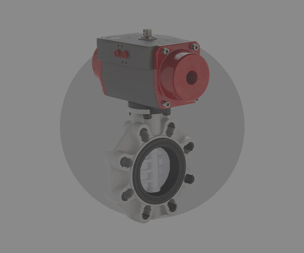 Valvola FK/CP DN 40:400 in PVDF Immagine della valvola a farfalla FK/CP DN 40:400 in PVDF