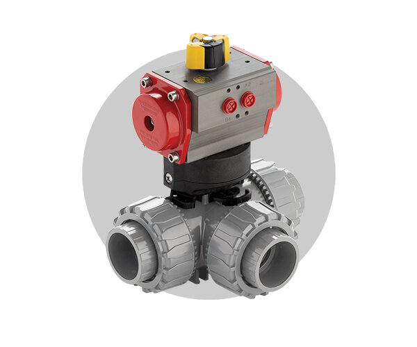 Valvola TKD/CP DN 10:50 in PVC-C Immagine della valvola attuata pneumaticamente TKD/CP DN 10:50 in PVC-C