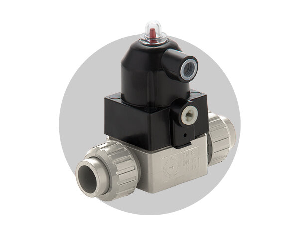 Valvola CM/CP DN 12:15 in PP-H Immagine della valvola a membrana compatta CM/CP DN 12:15 in PP-H