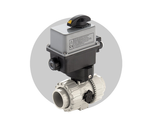Valvola VKR/CE DN 10:50 in PP-H Immagine della valvola attuata elettricamente VKR/CE DN 10:50 in PP-H